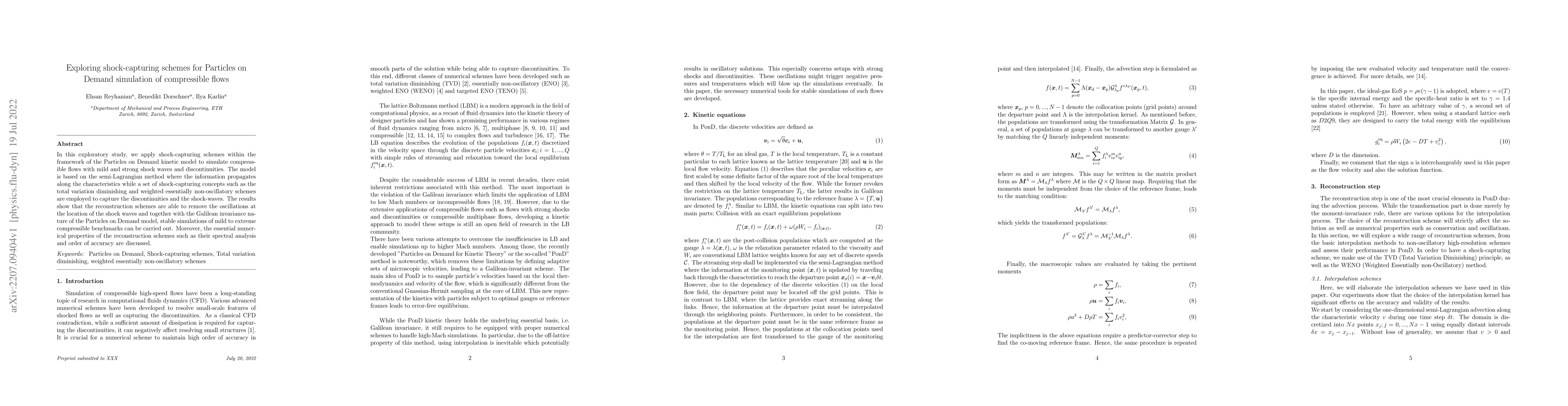 Thumbnail for Exploring shock-capturing schemes for Particles on Demand simulation of
  compressible flows