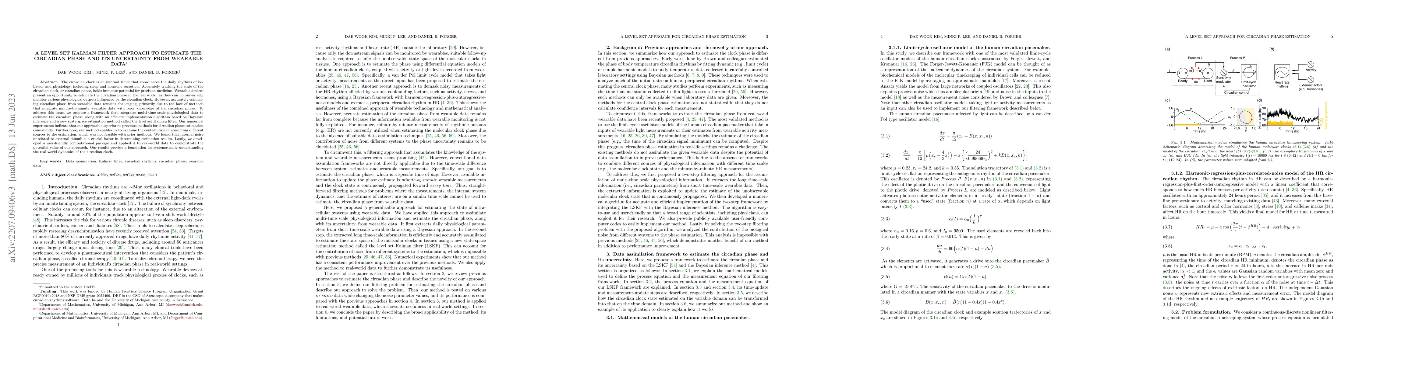 Thumbnail for A Level Set Kalman Filter Approach to Estimate the Circadian Phase and
  its Uncertainty from Wearable Data