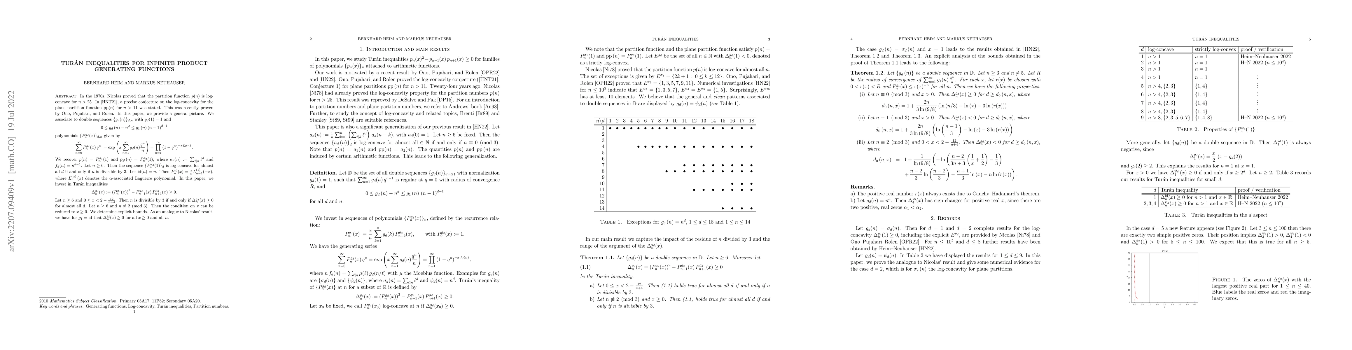 Thumbnail for Tur\'an Inequalities for Infinite Product Generating Functions
