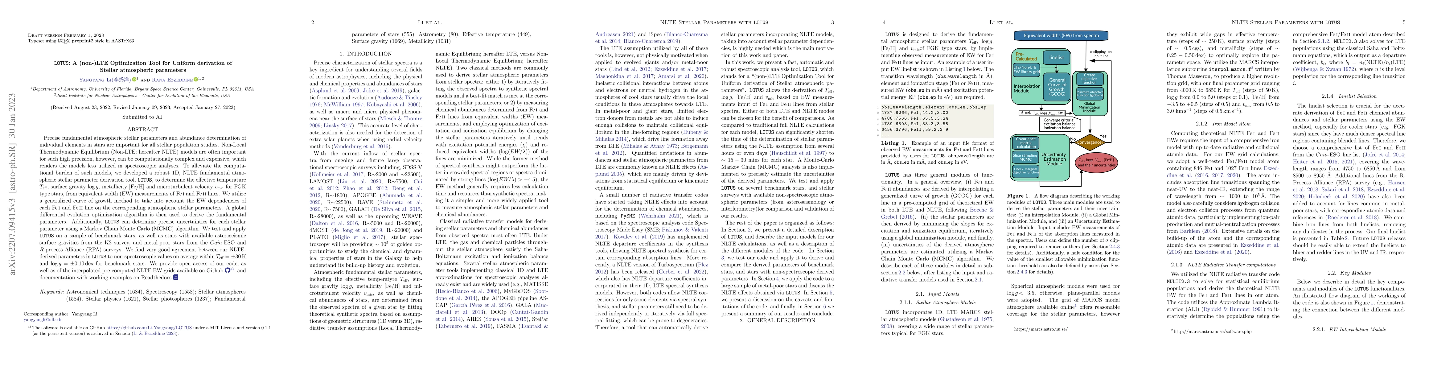 Thumbnail for LOTUS: A (non-)LTE Optimization Tool for Uniform derivation of Stellar
  atmospheric parameters