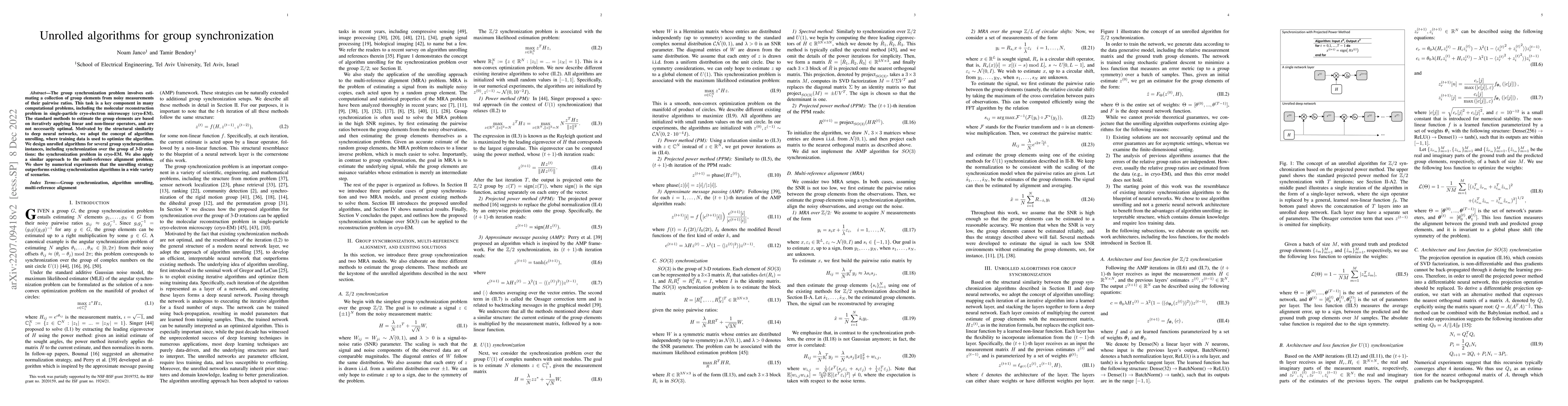 Thumbnail for Unrolled algorithms for group synchronization