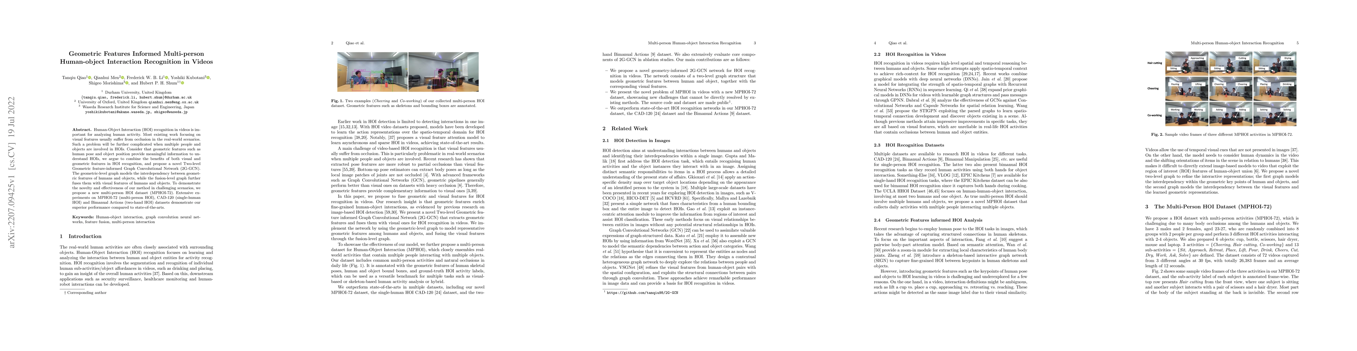 Thumbnail for Geometric Features Informed Multi-person Human-object Interaction
  Recognition in Videos