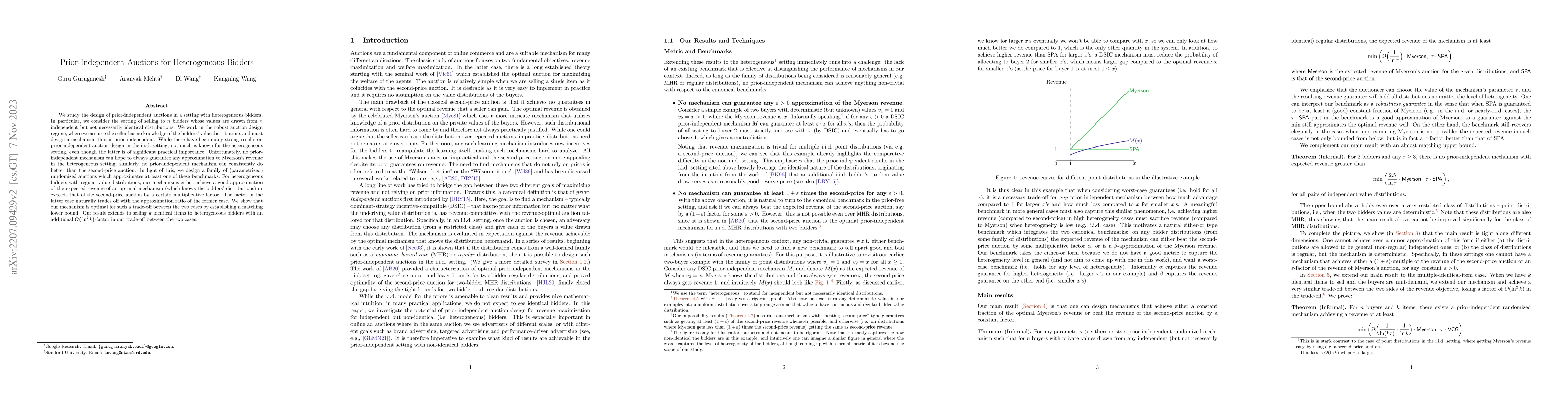 Thumbnail for Prior-Independent Auctions for Heterogeneous Bidders