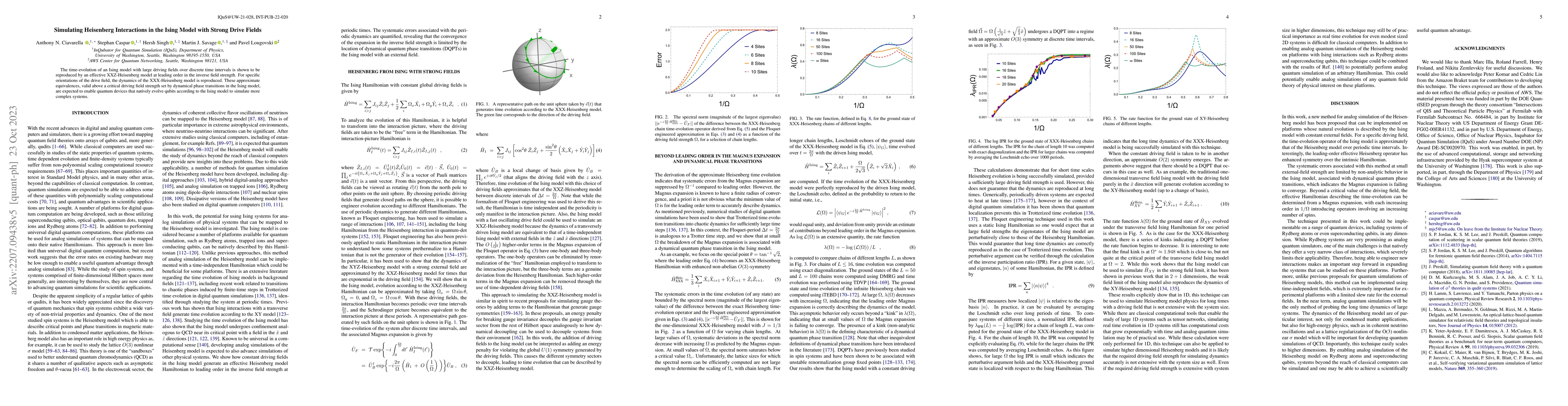 Thumbnail for Simulating Heisenberg Interactions in the Ising Model with Strong Drive
  Fields