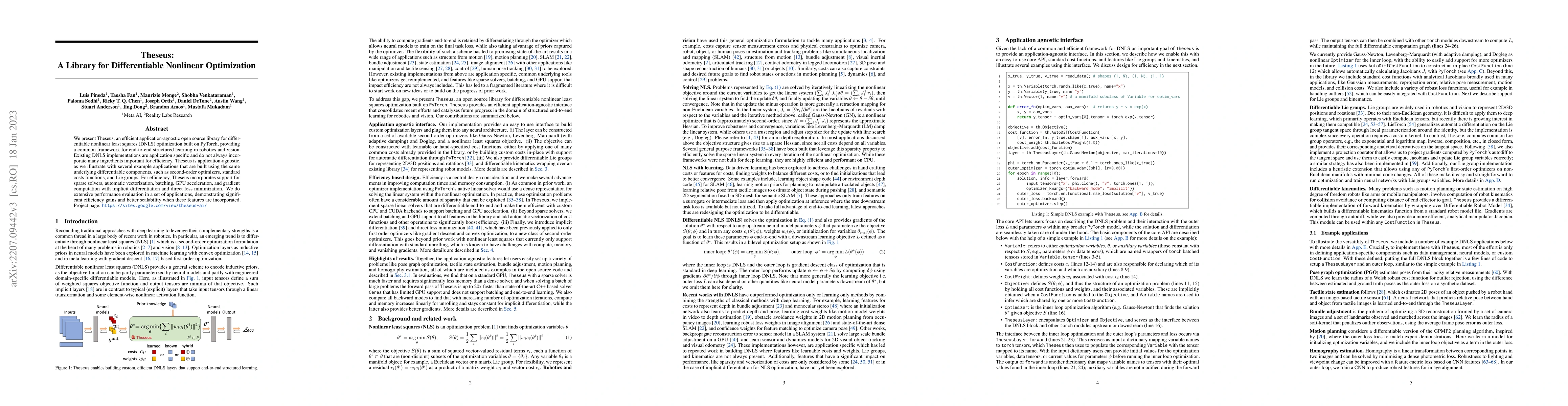 Thumbnail for Theseus: A Library for Differentiable Nonlinear Optimization