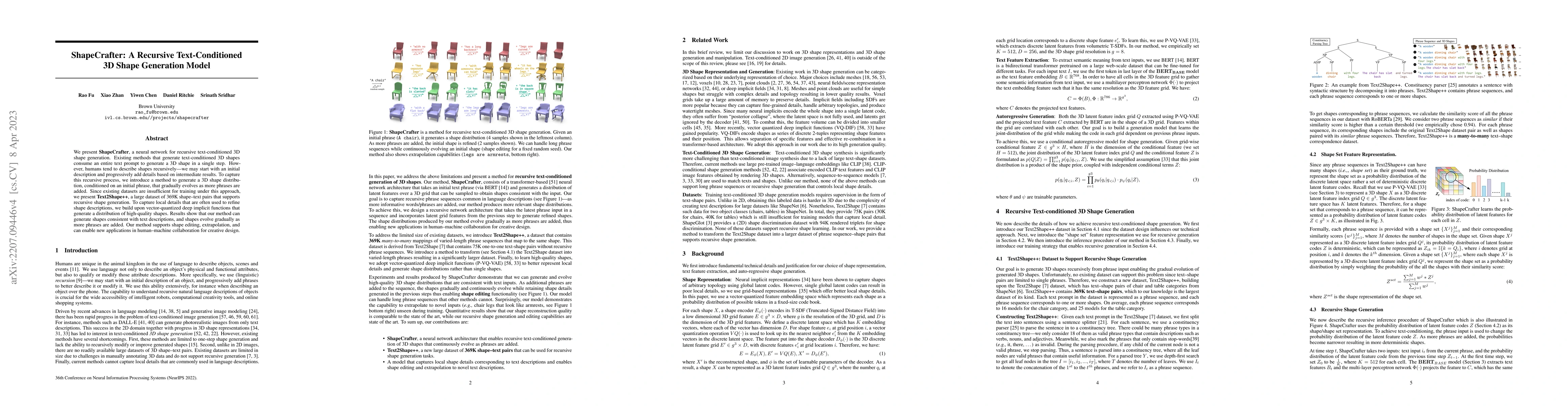 Thumbnail for ShapeCrafter: A Recursive Text-Conditioned 3D Shape Generation Model