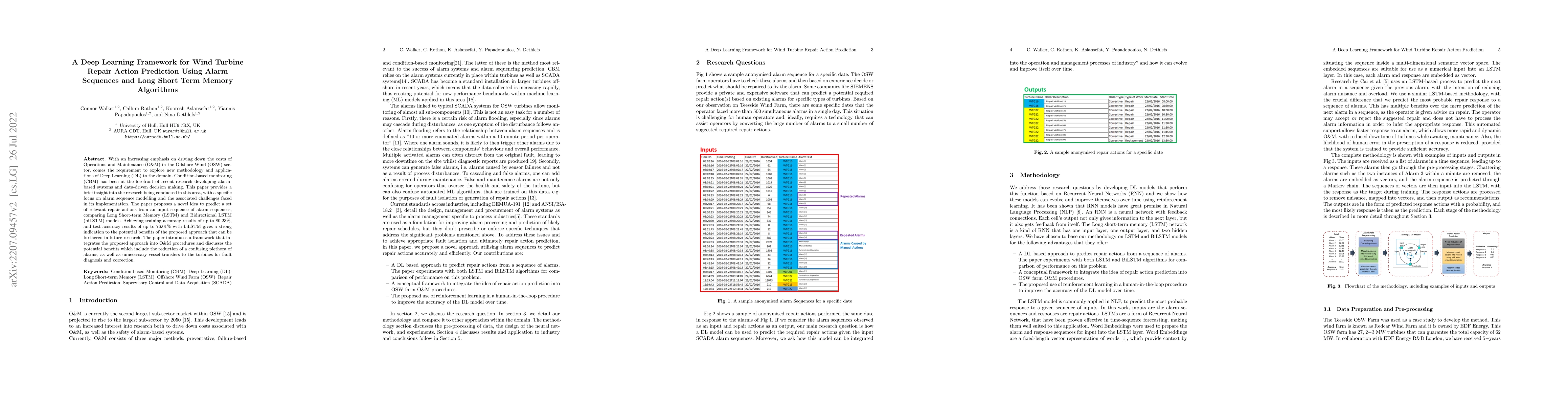 Thumbnail for A Deep Learning Framework for Wind Turbine Repair Action Prediction
  Using Alarm Sequences and Long Short Term Memory Algorithms