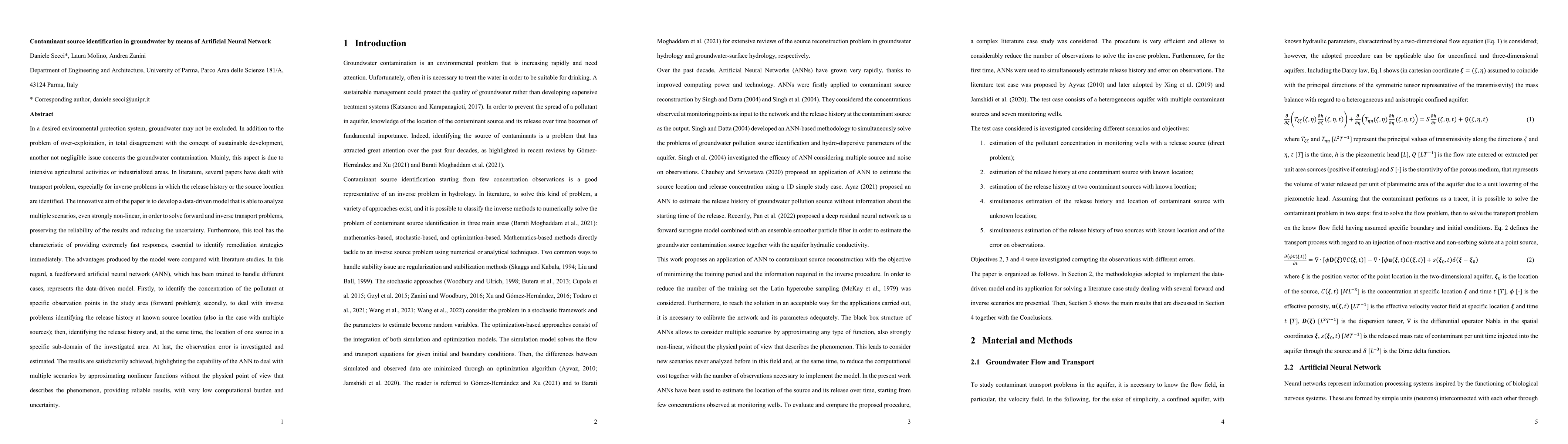 Thumbnail for Contaminant source identification in groundwater by means of artificial
  neural network
