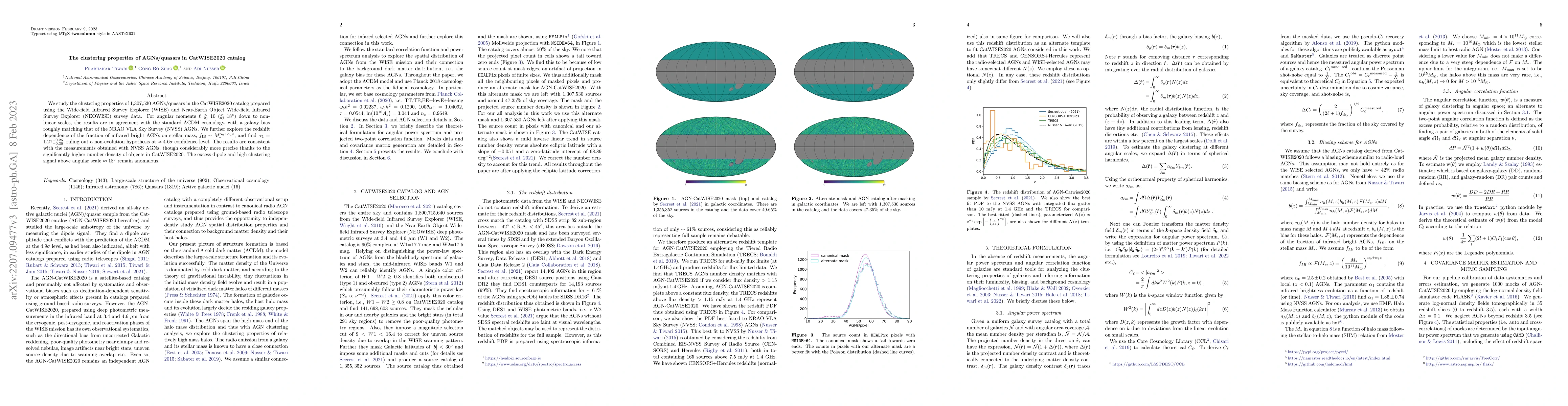 Thumbnail for The clustering properties of AGNs/quasars in CatWISE2020 catalog