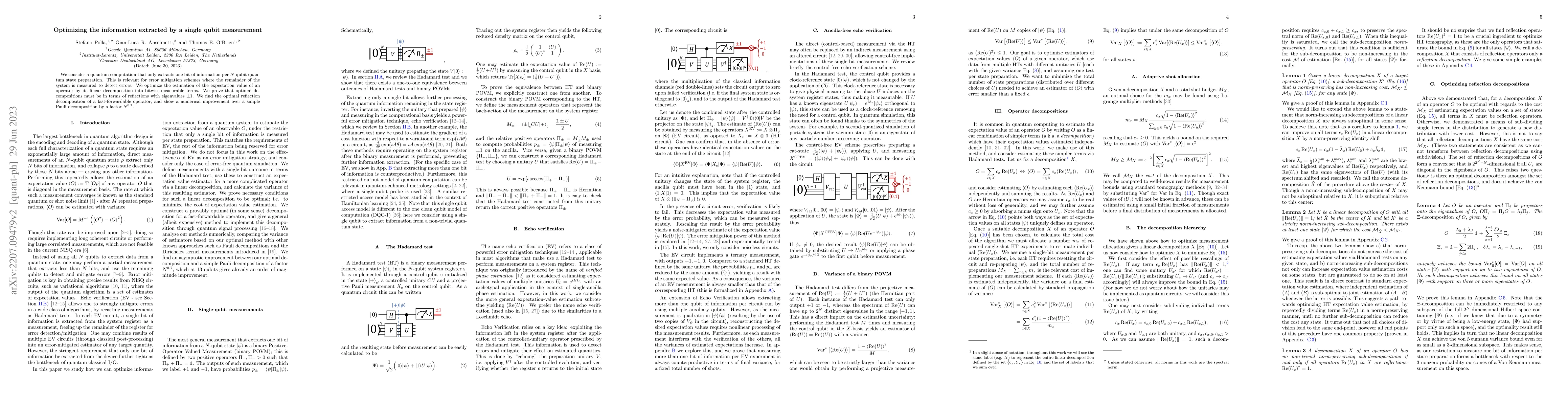 Thumbnail for Optimizing the information extracted by a single qubit measurement