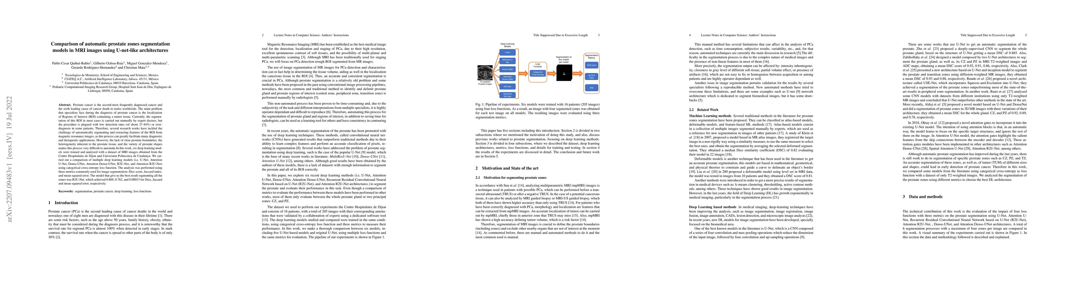 Thumbnail for Comparison of automatic prostate zones segmentation models in MRI images
  using U-net-like architectures