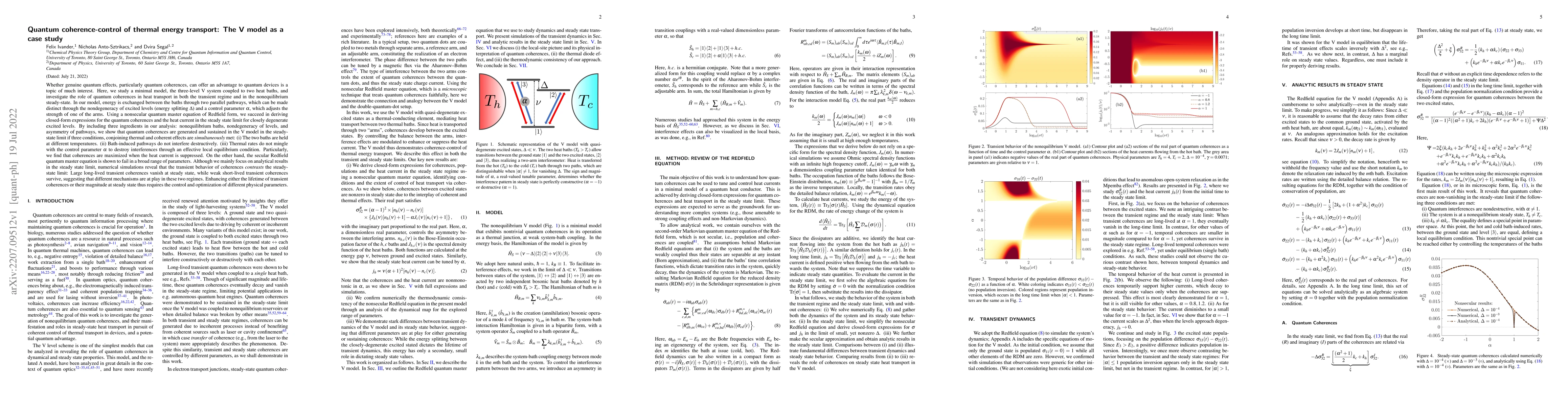Thumbnail for Quantum coherence-control of thermal energy transport: The V model as a
  case study