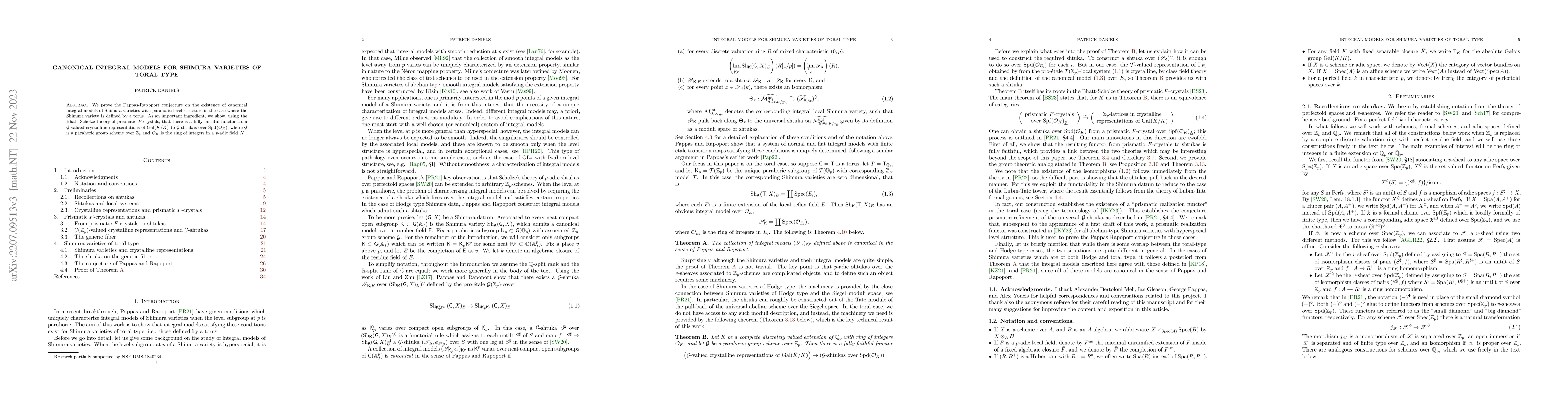 Thumbnail for Canonical integral models for Shimura varieties of toral type