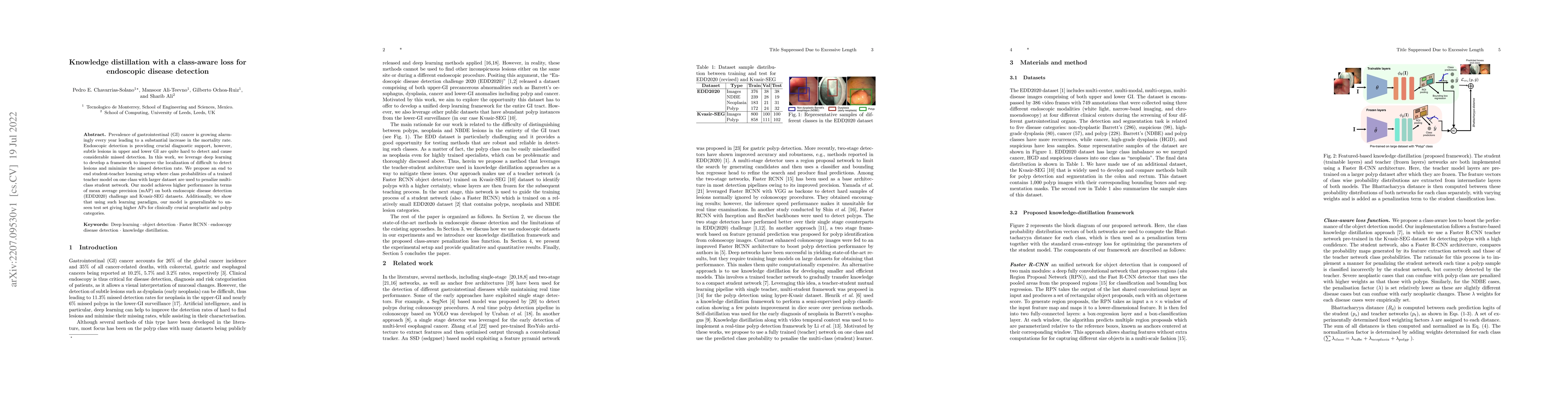 Thumbnail for Knowledge distillation with a class-aware loss for endoscopic disease
  detection