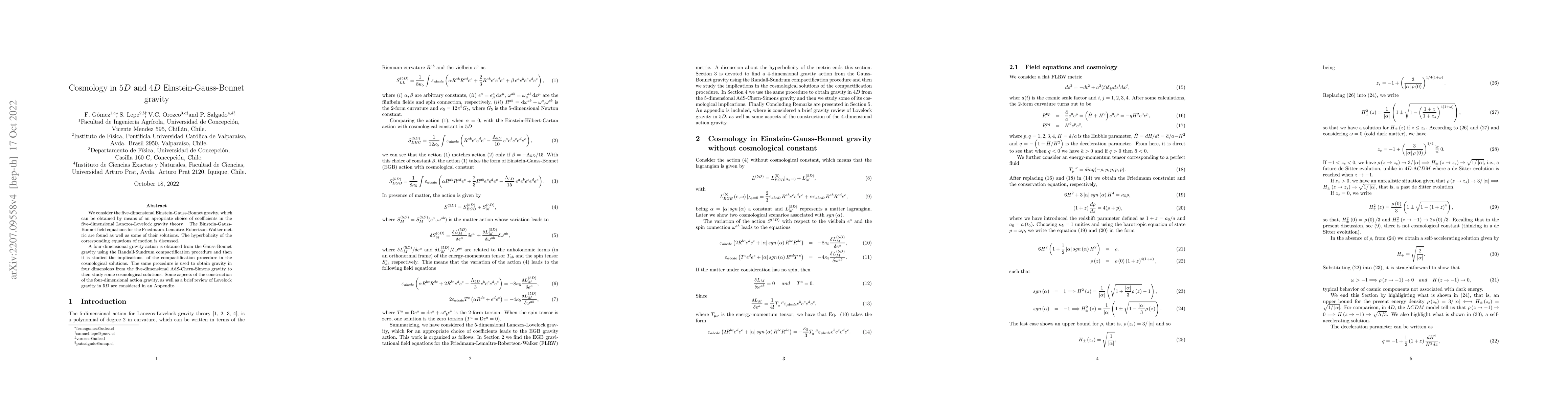 Thumbnail for Cosmology in 5D and 4D Einstein-Gauss-Bonnet gravity