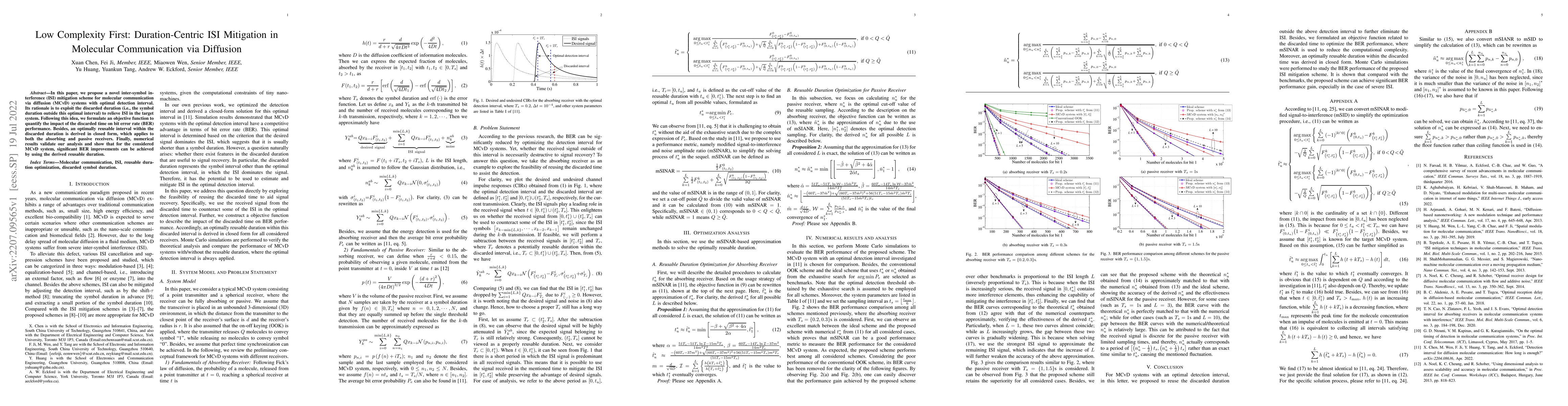 Thumbnail for Low Complexity First: Duration-Centric ISI Mitigation in Molecular
  Communication via Diffusion