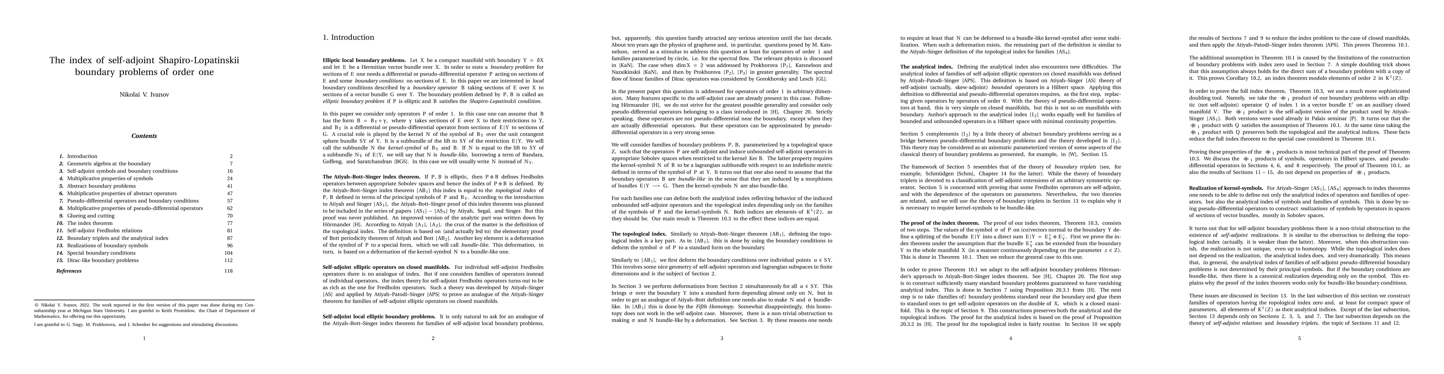 Thumbnail for The index of self-adjoint Shapiro-Lopatinskii boundary problems of order
  one
