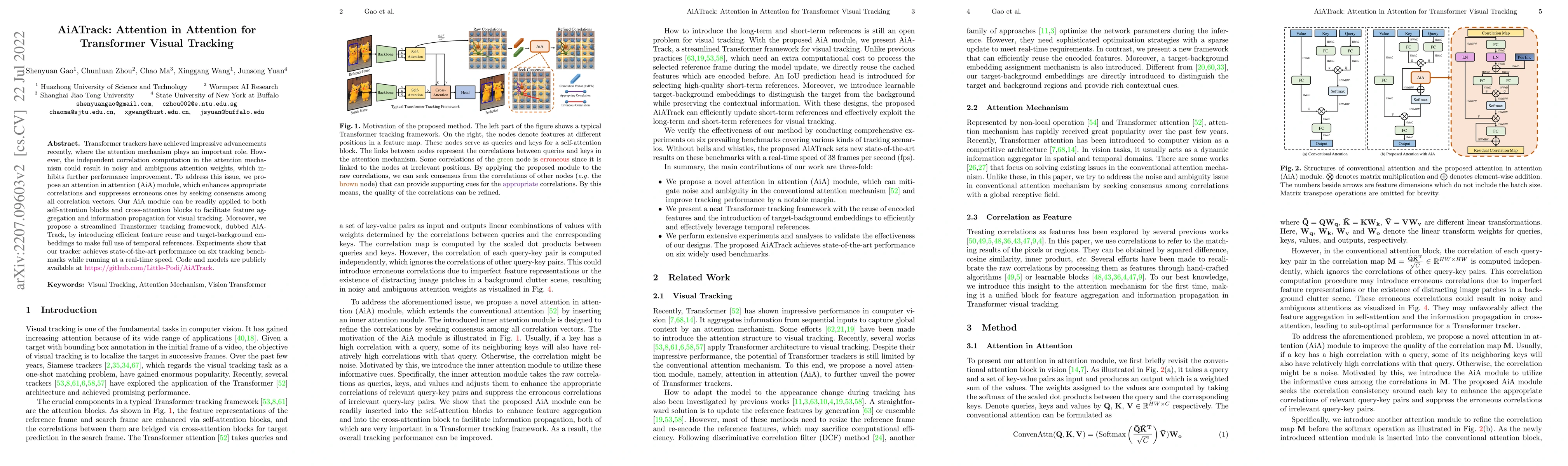 Thumbnail for AiATrack: Attention in Attention for Transformer Visual Tracking