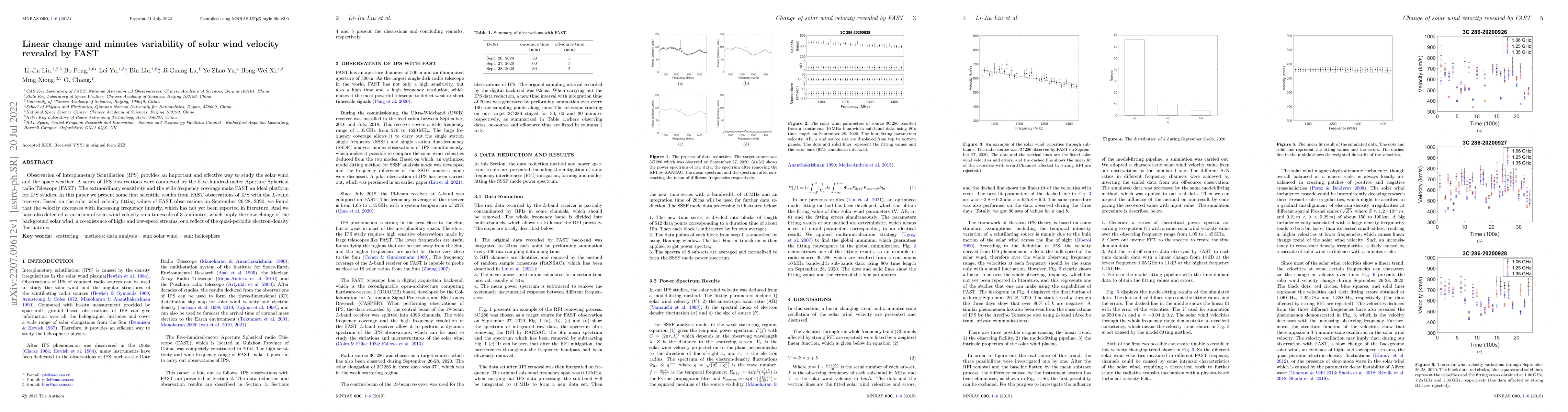 Thumbnail for Linear change and minutes variability of solar wind velocity revealed by
  FAST
