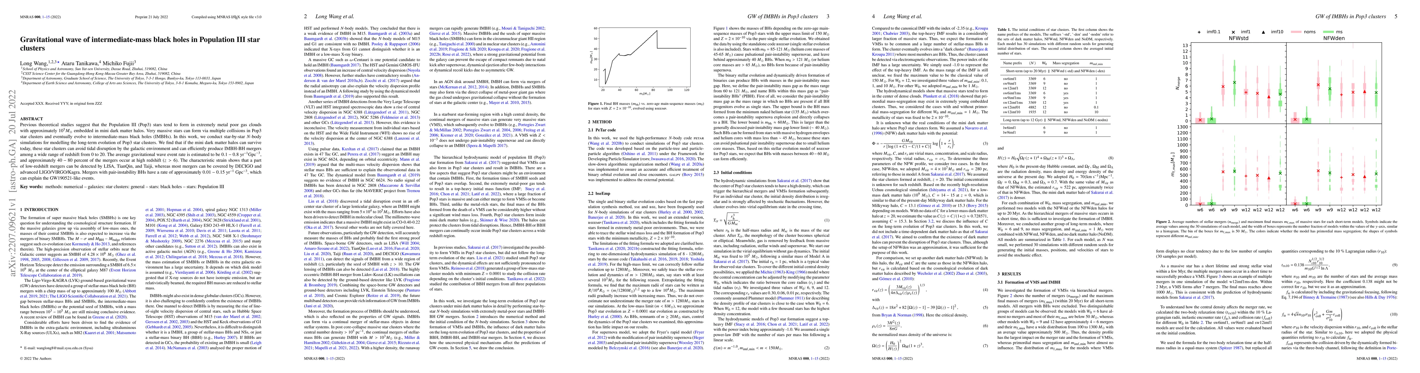 Thumbnail for Gravitational wave of intermediate-mass black holes in Population III
  star clusters