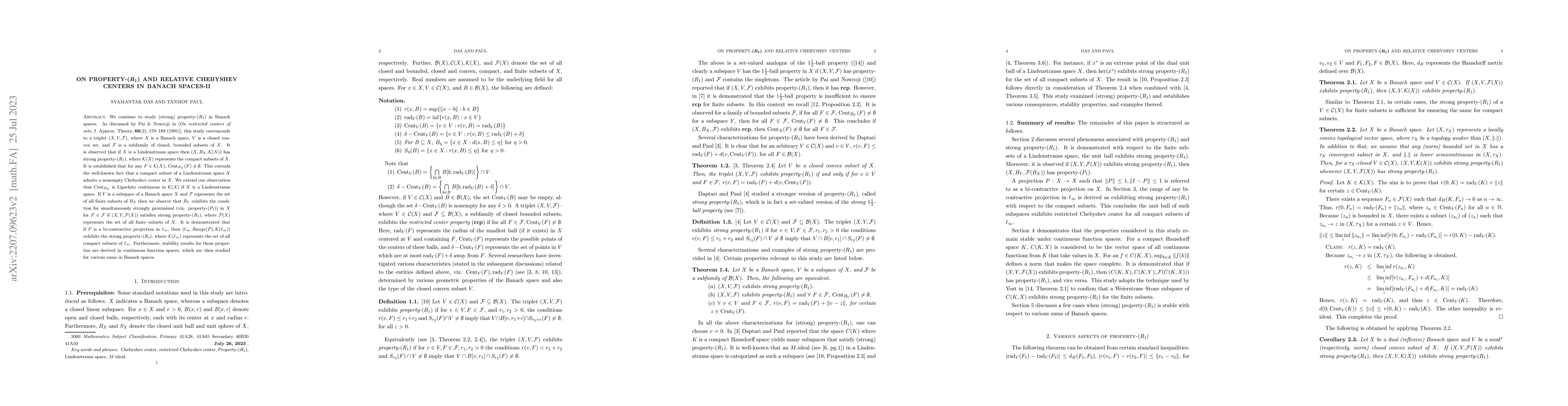 Thumbnail for On property-$\bm{(R_1)}$ and relative Chebyshev centers in Banach
  spaces-II