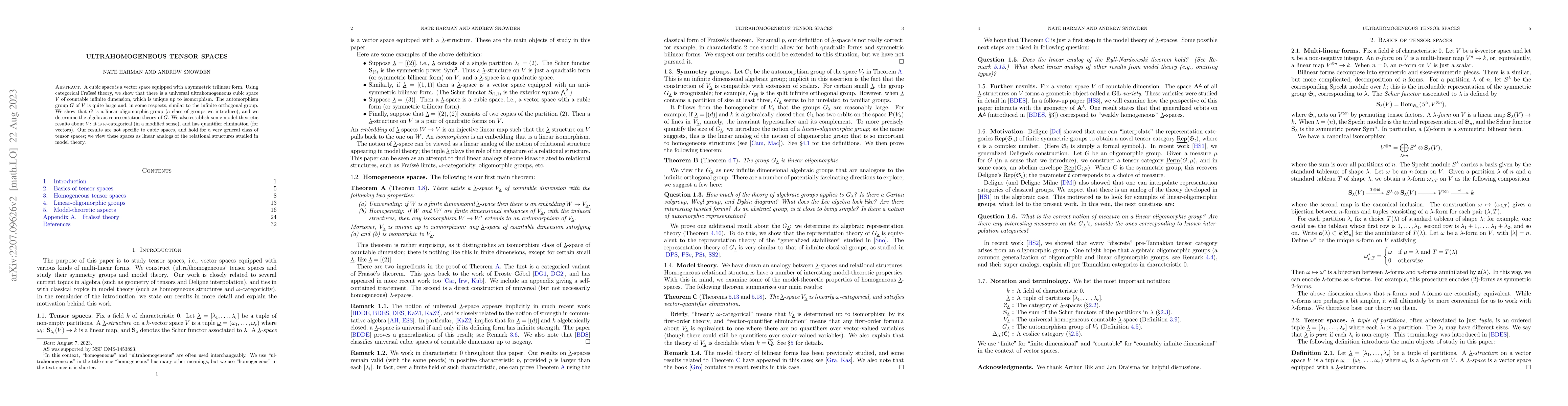 Thumbnail for Ultrahomogeneous tensor spaces