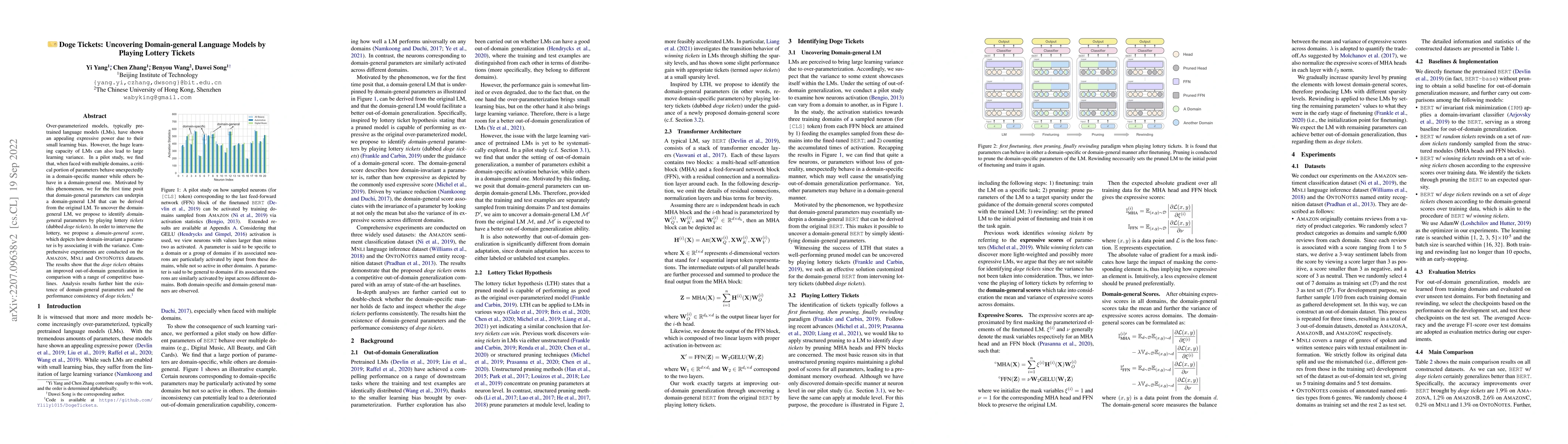 Thumbnail for Doge Tickets: Uncovering Domain-general Language Models by Playing
  Lottery Tickets