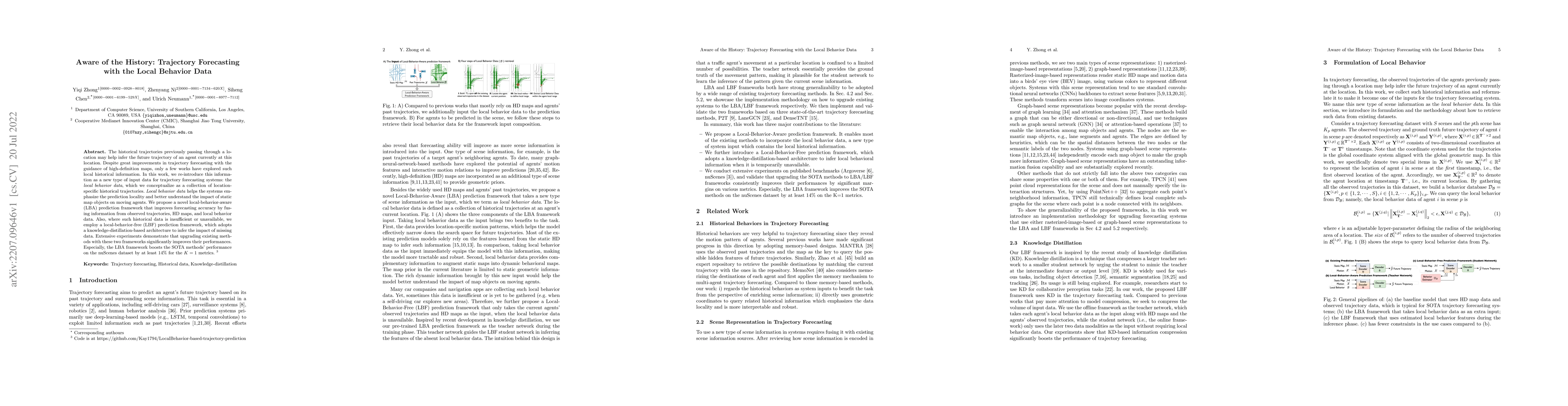 Thumbnail for Aware of the History: Trajectory Forecasting with the Local Behavior
  Data