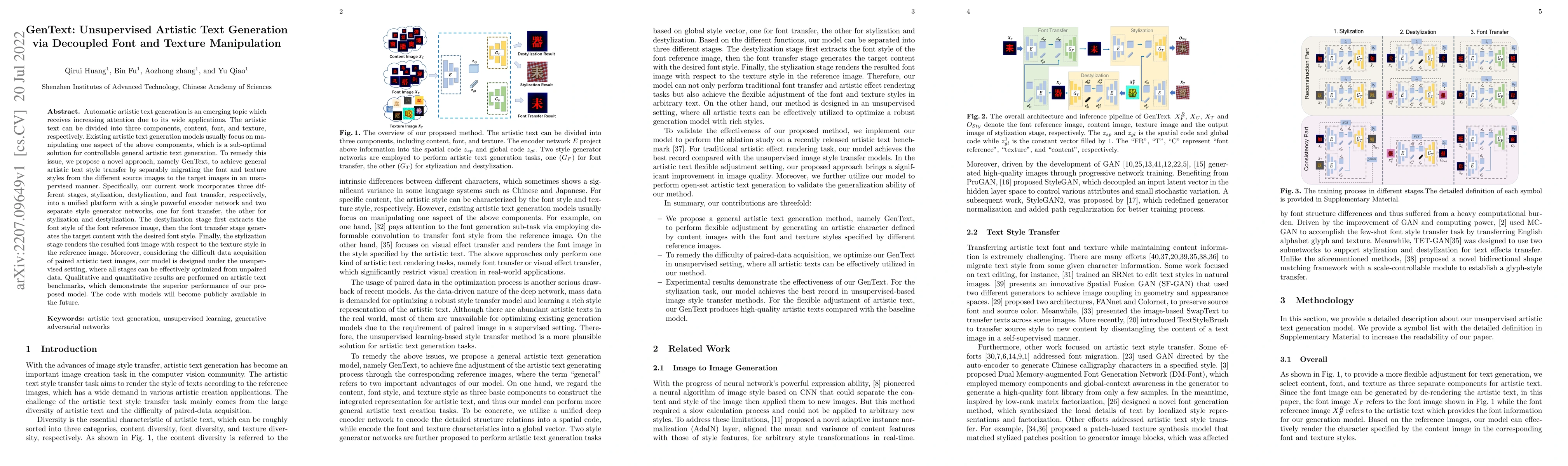Thumbnail for GenText: Unsupervised Artistic Text Generation via Decoupled Font and
  Texture Manipulation