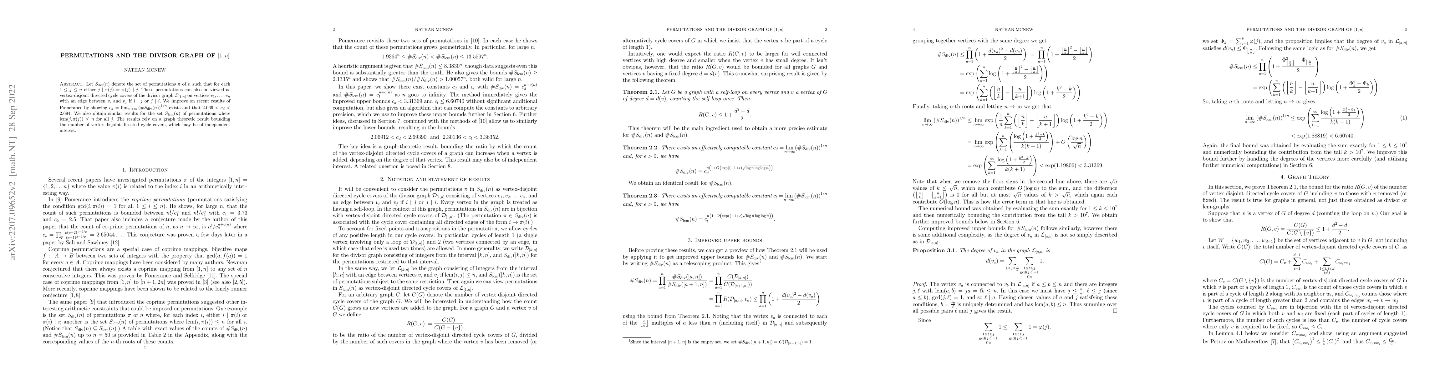 Thumbnail for Permutations and the divisor graph of $[1,n]$