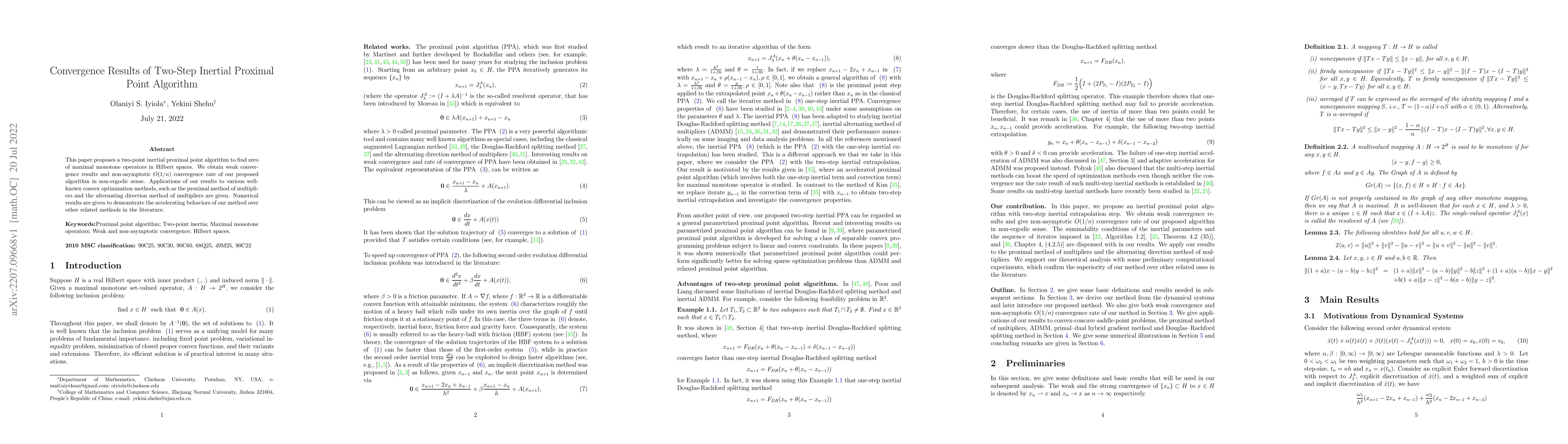 Thumbnail for Convergence Results of Two-Step Inertial Proximal Point Algorithm