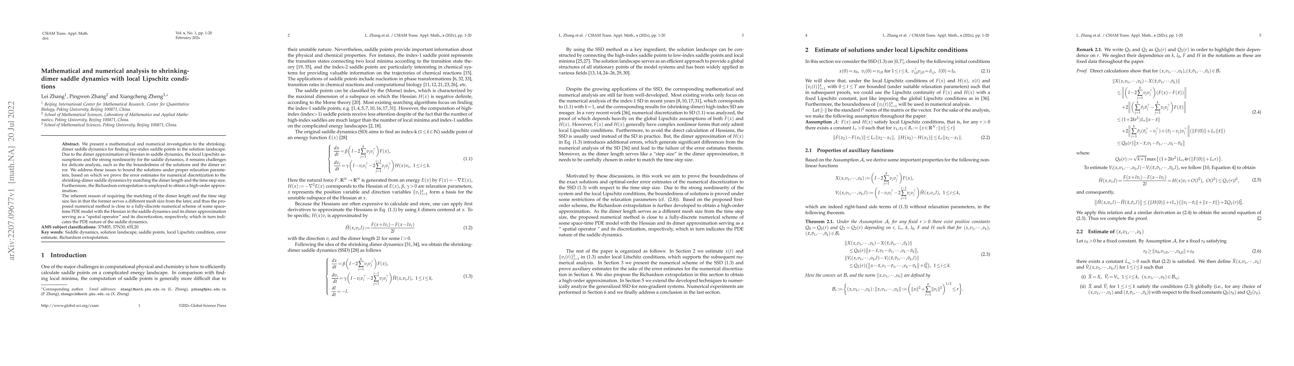 Thumbnail for Mathematical and numerical analysis to shrinking-dimer saddle dynamics
  with local Lipschitz conditions