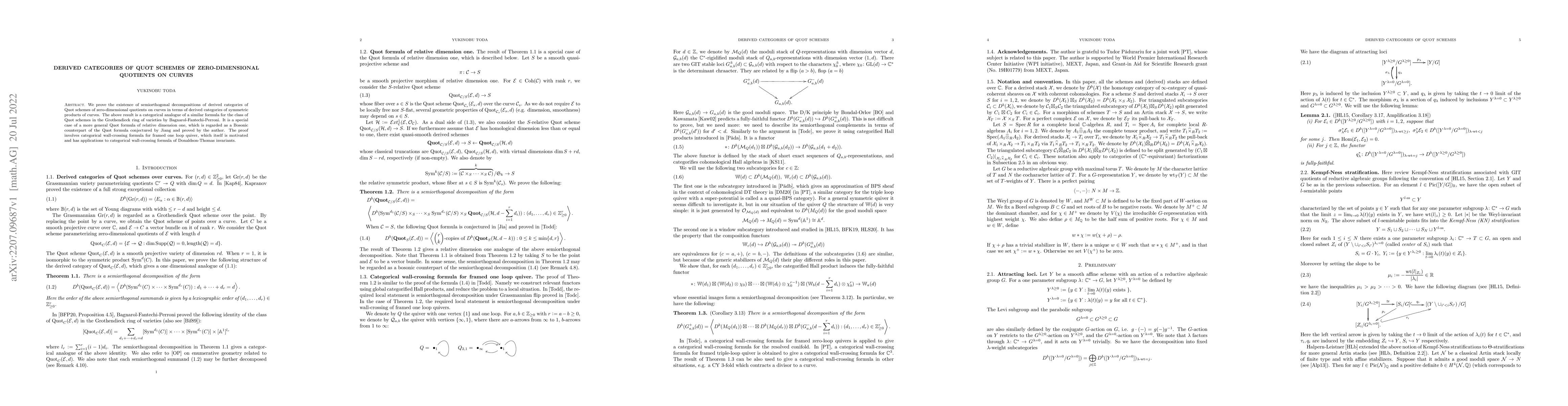 Thumbnail for Derived categories of Quot schemes of zero-dimensional quotients on
  curves