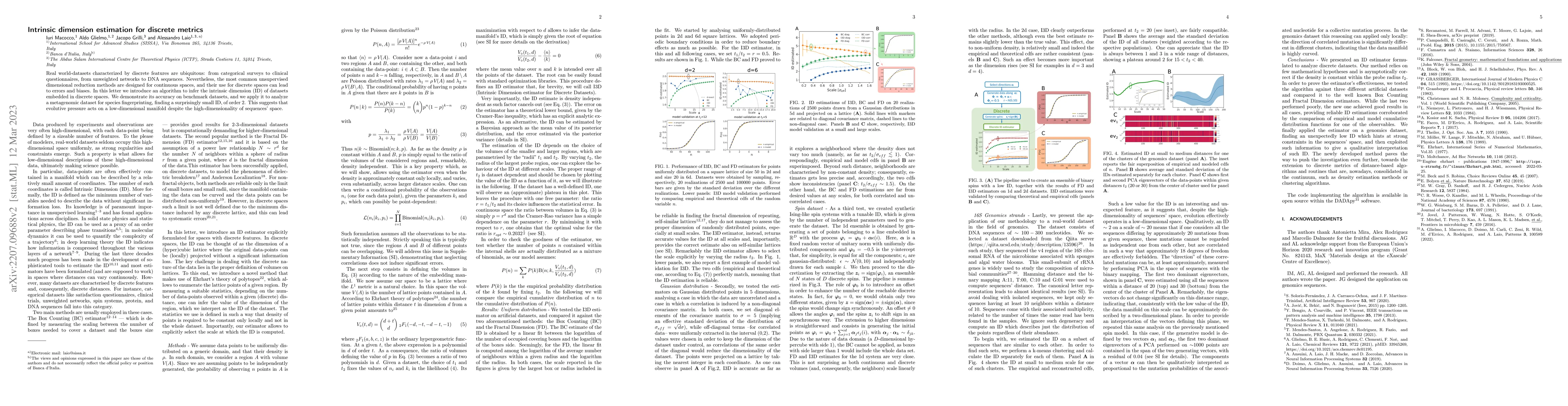 Thumbnail for Intrinsic dimension estimation for discrete metrics