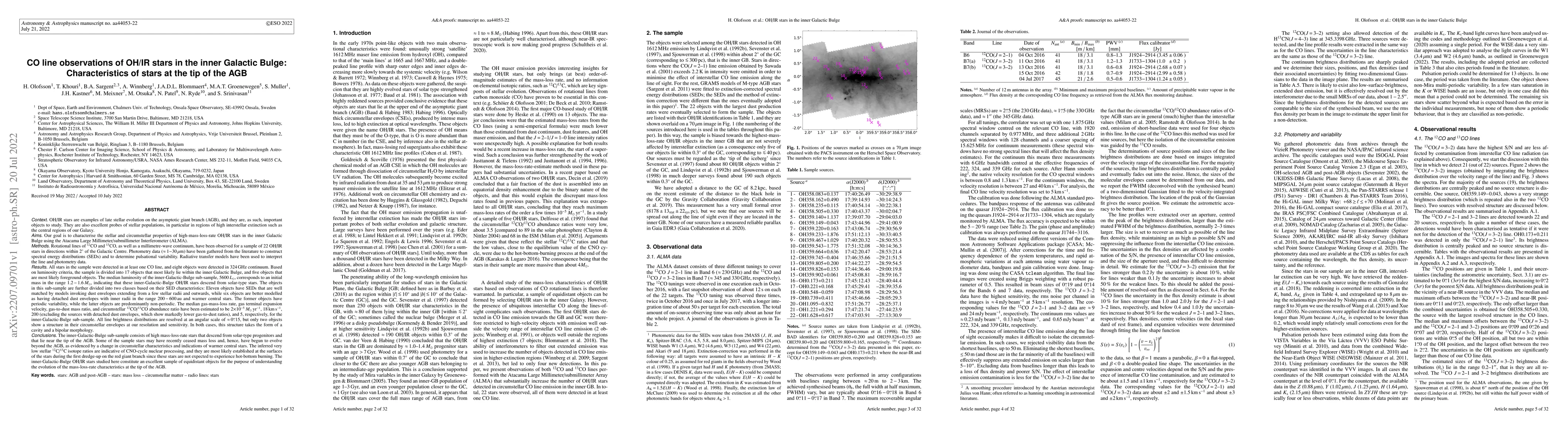 Thumbnail for CO line observations of OH/IR stars in the inner Galactic Bulge:
  Characteristics of stars at the tip of the AGB