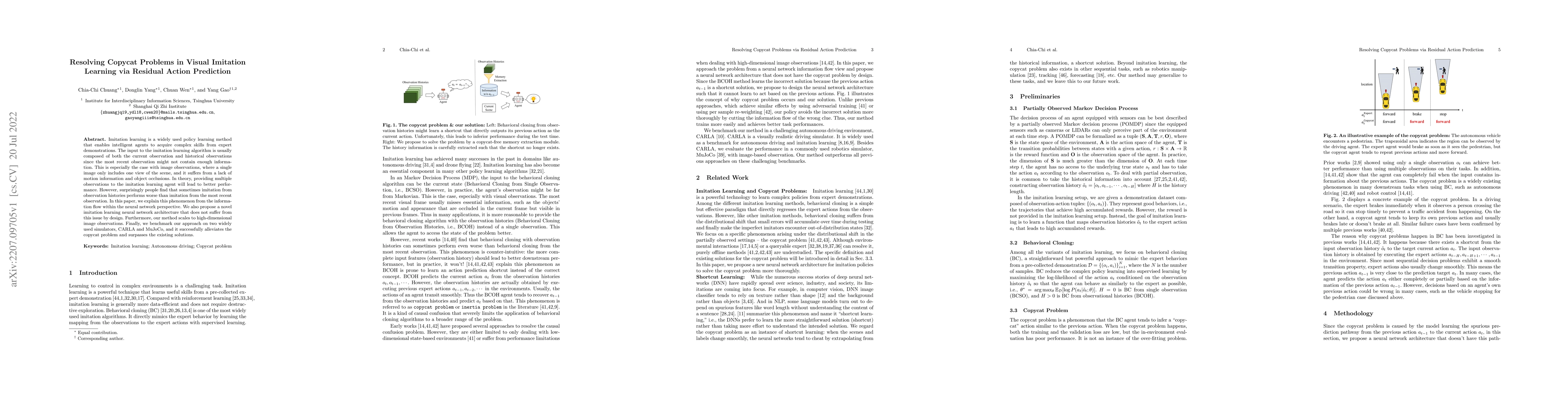 Thumbnail for Resolving Copycat Problems in Visual Imitation Learning via Residual
  Action Prediction