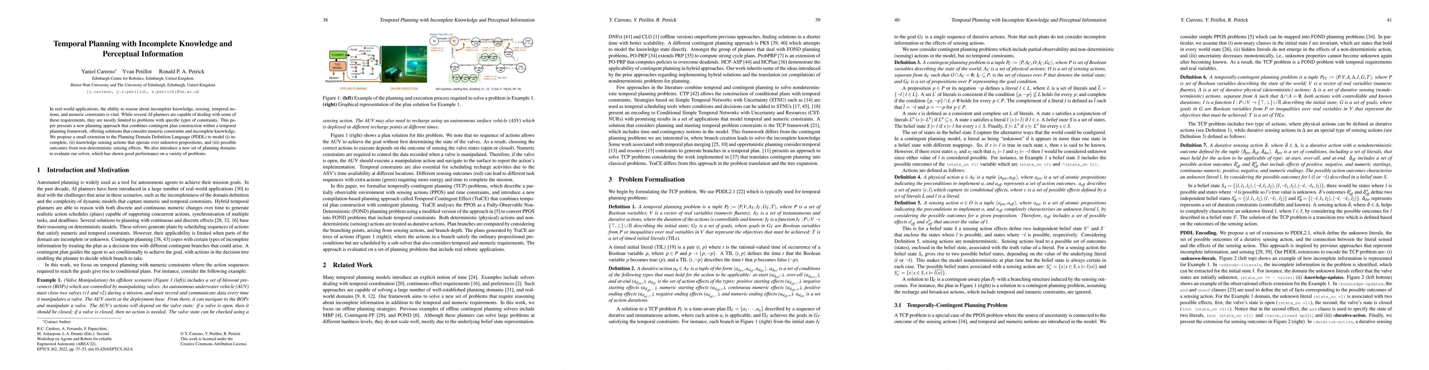 Thumbnail for Temporal Planning with Incomplete Knowledge and Perceptual Information
