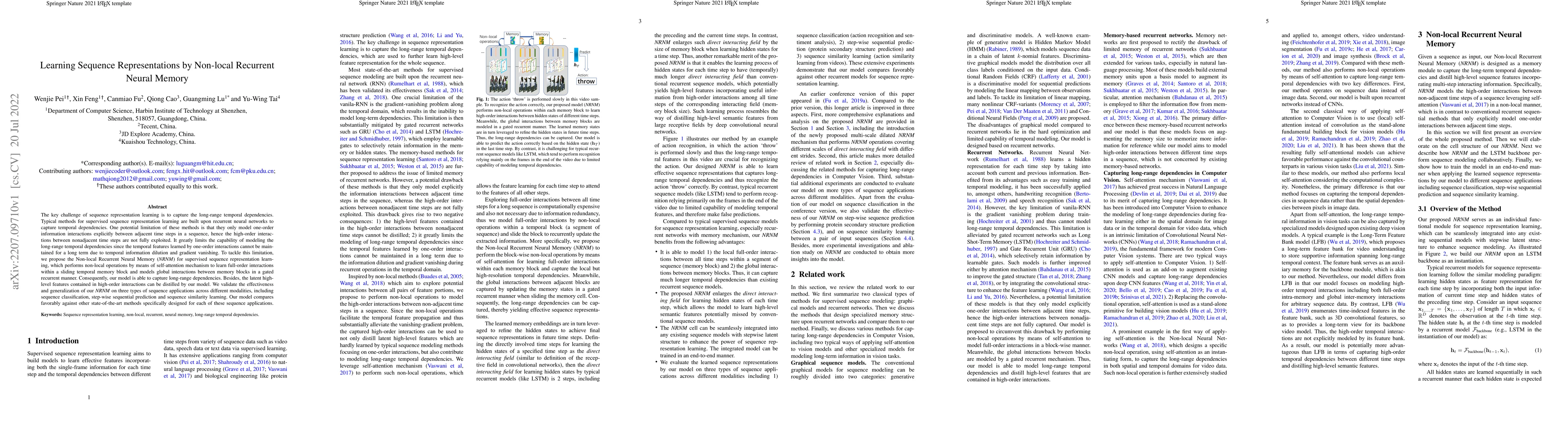 Thumbnail for Learning Sequence Representations by Non-local Recurrent Neural Memory