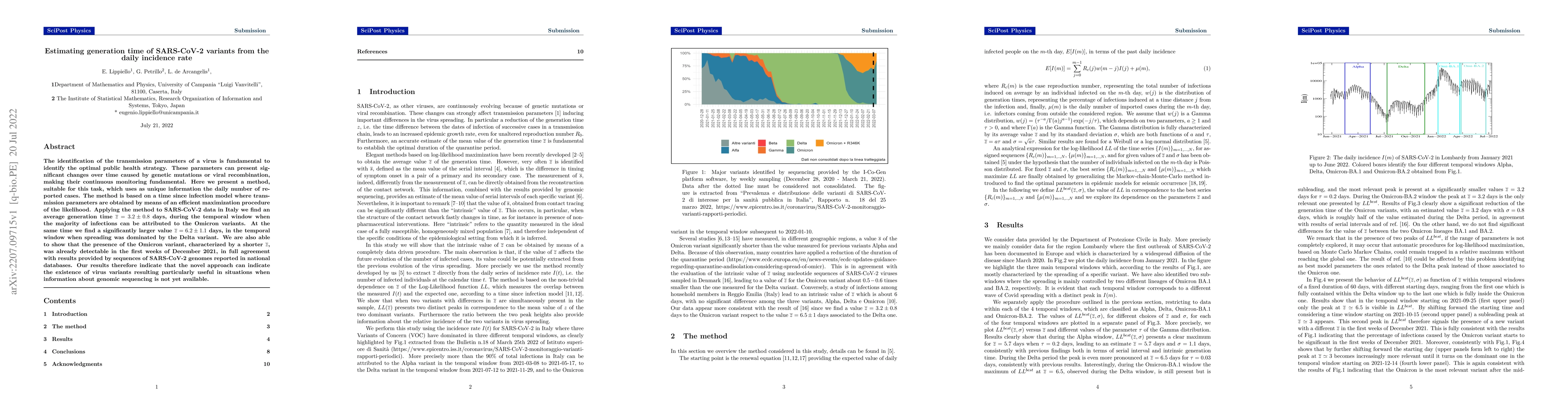 Thumbnail for Estimating generation time of SARS-CoV-2 variants from the daily
  incidence rate