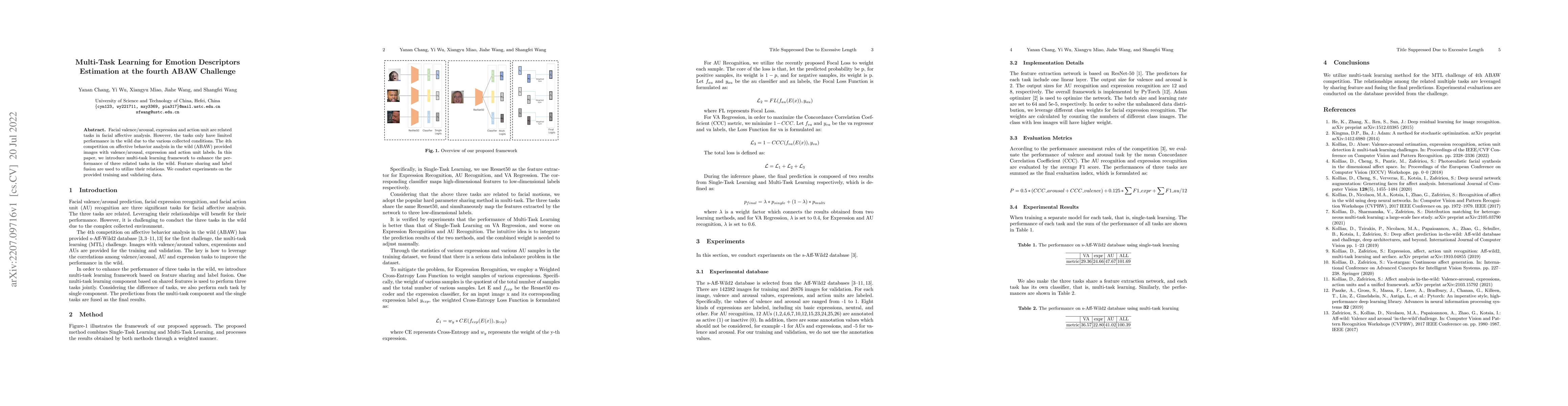 Thumbnail for Multi-Task Learning for Emotion Descriptors Estimation at the fourth
  ABAW Challenge