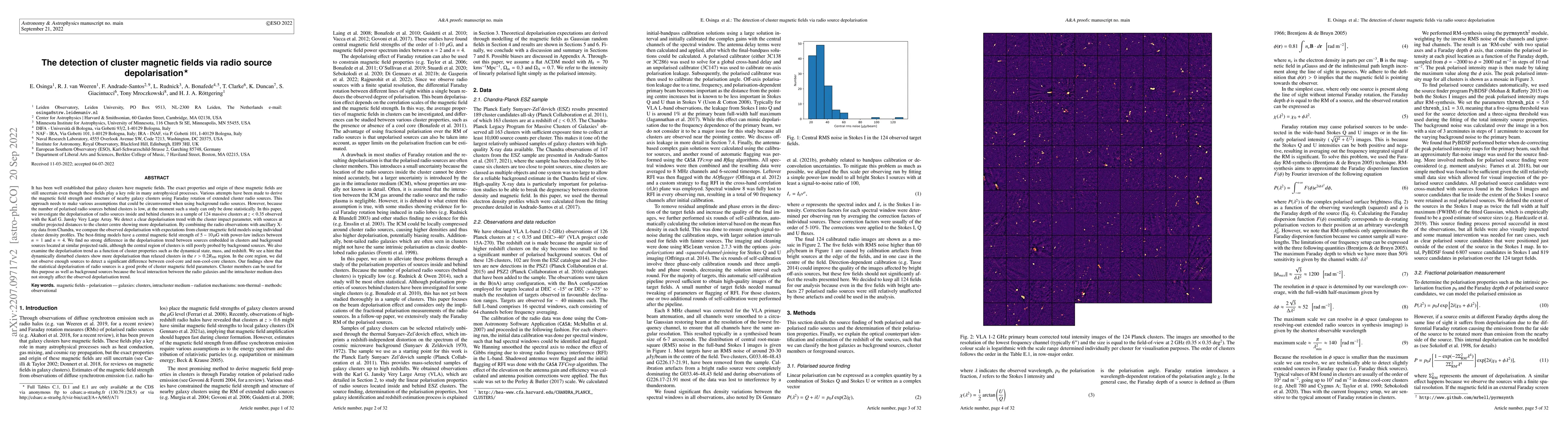 Thumbnail for The detection of cluster magnetic fields via radio source depolarisation