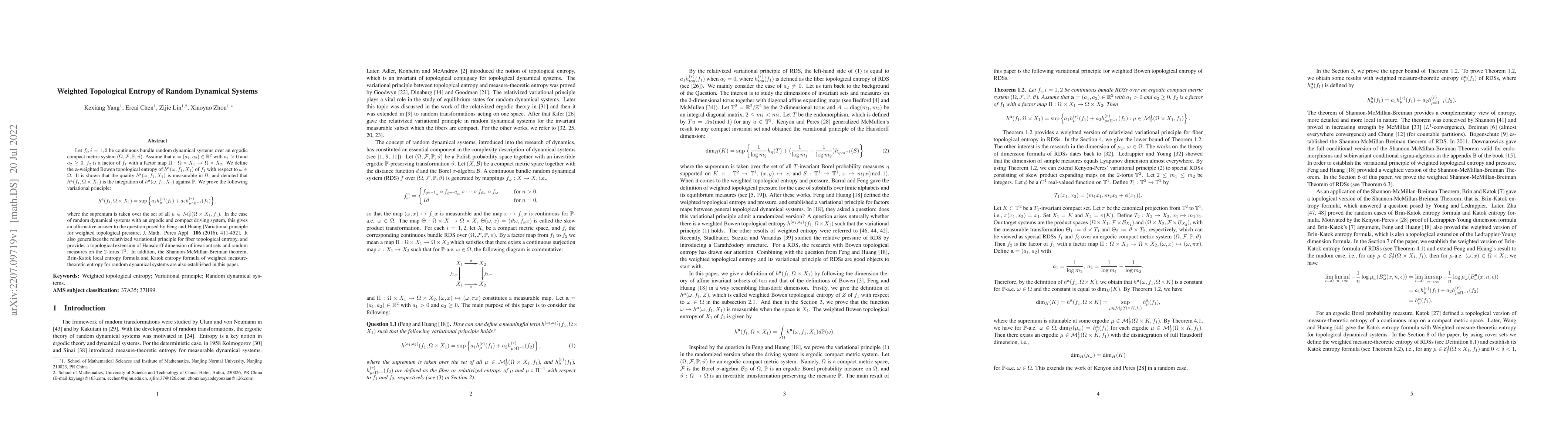 Thumbnail for Weighted Topological Entropy of Random Dynamical Systems