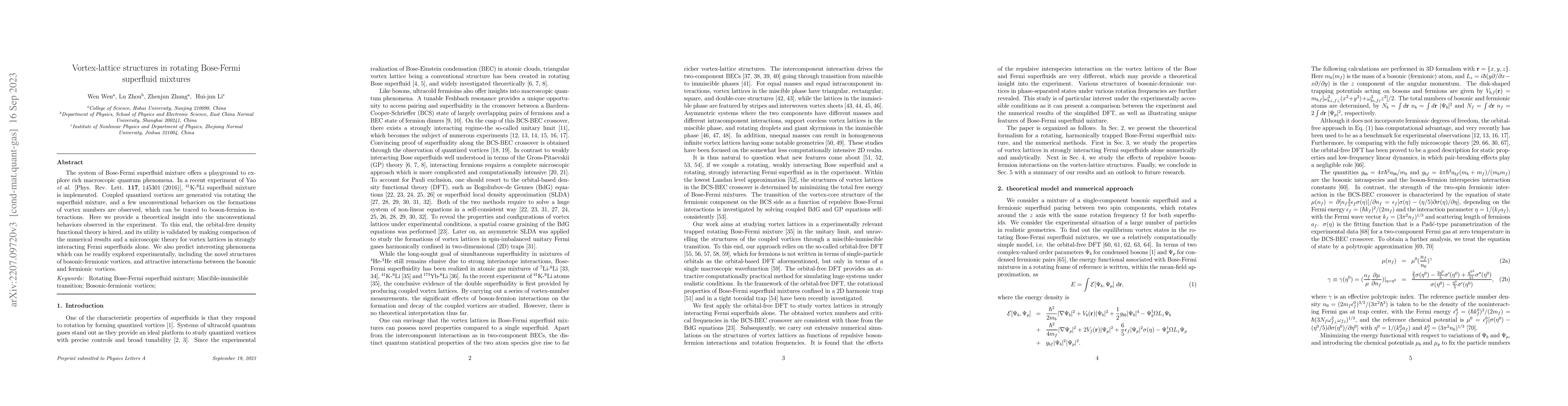 Thumbnail for Vortex-lattice structures in rotating Bose-Fermi superfluid mixtures