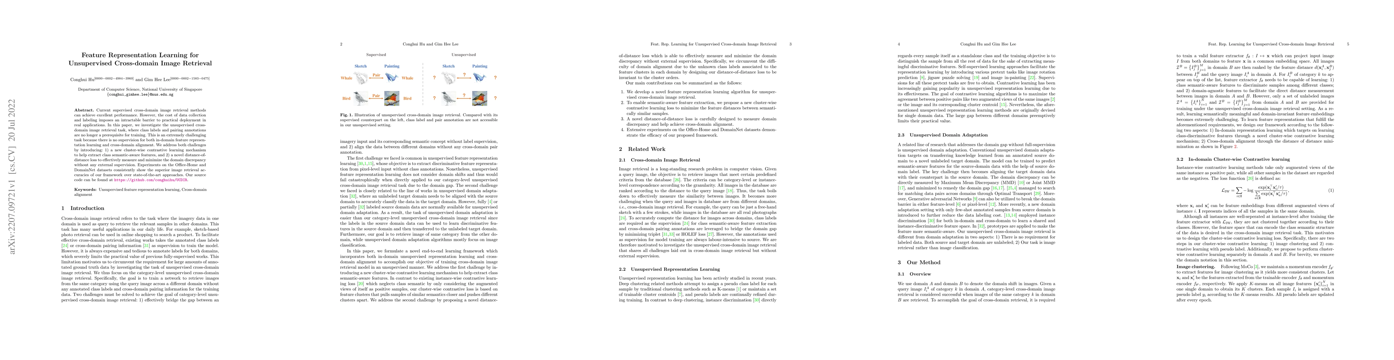 Thumbnail for Feature Representation Learning for Unsupervised Cross-domain Image
  Retrieval