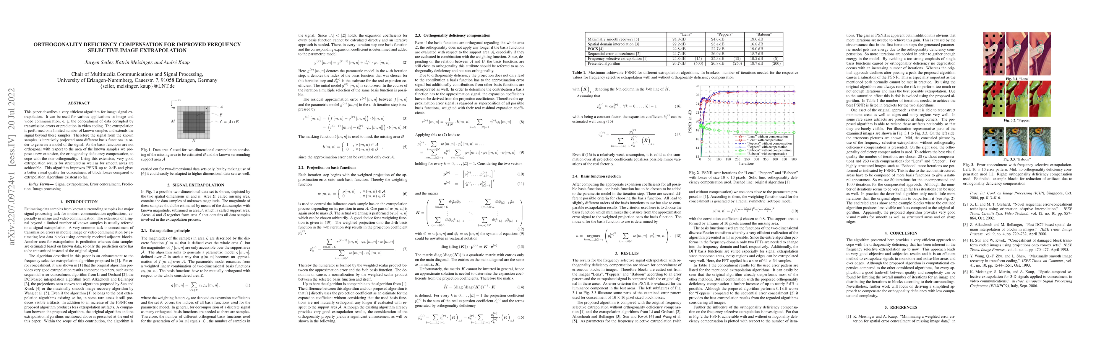 Thumbnail for Orthogonality Deficiency Compensation for Improved Frequency Selective
  Image Extrapolation