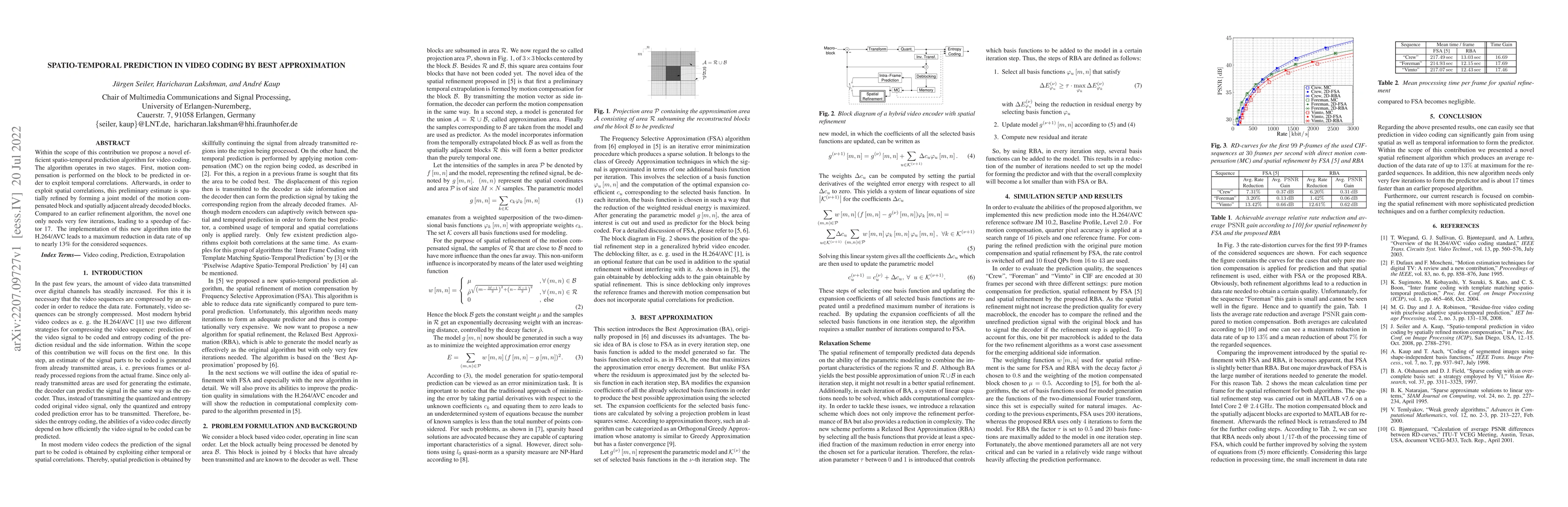 Thumbnail for Spatio-temporal prediction in video coding by best approximation