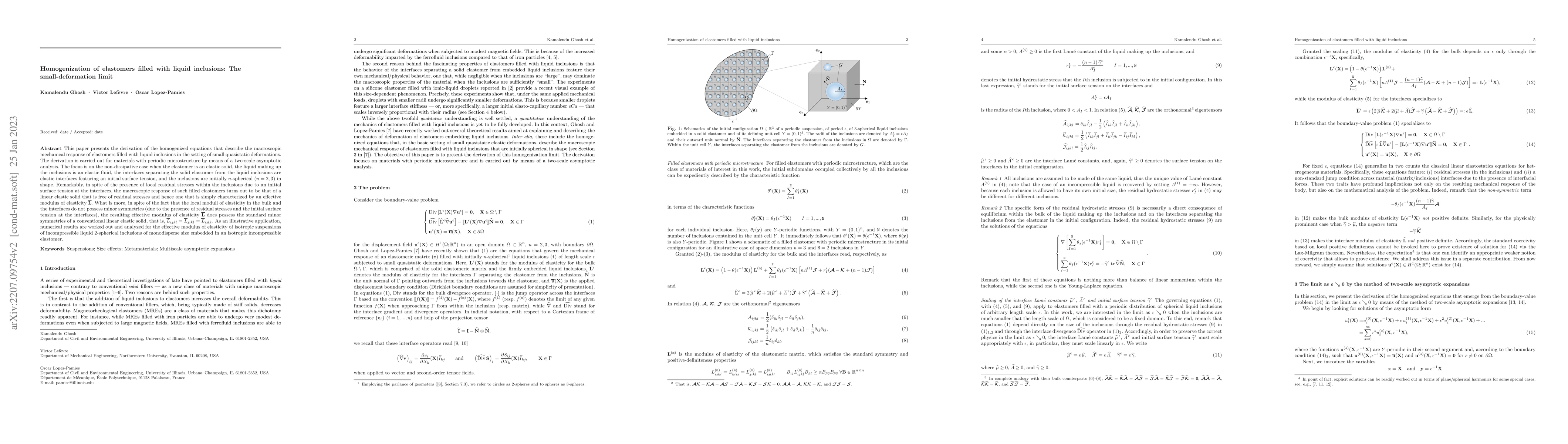 Thumbnail for Homogenization of elastomers filled with liquid inclusions: The
  small-deformation limit