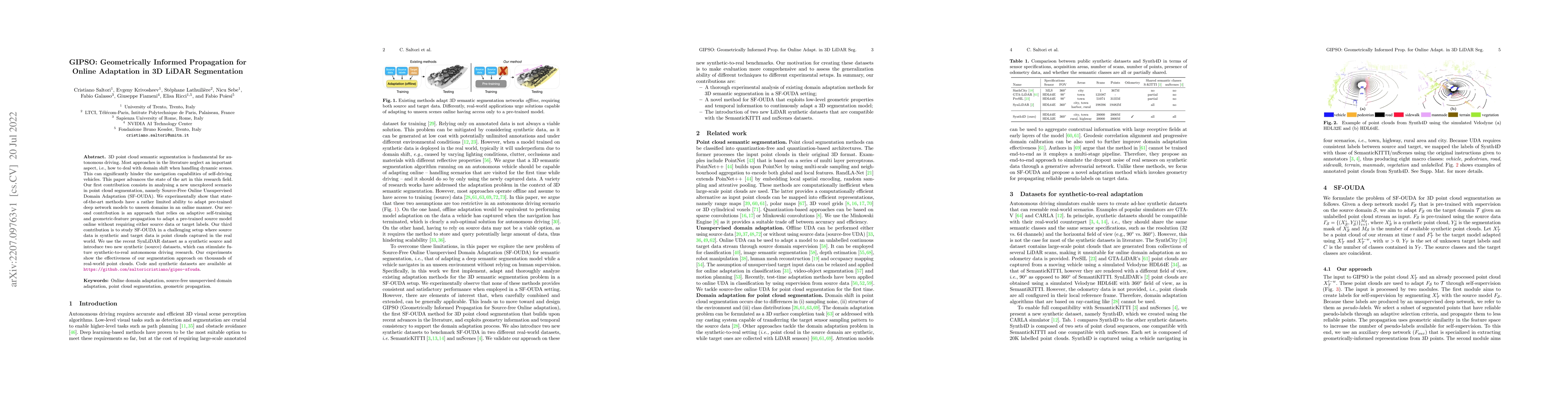 Thumbnail for GIPSO: Geometrically Informed Propagation for Online Adaptation in 3D
  LiDAR Segmentation
