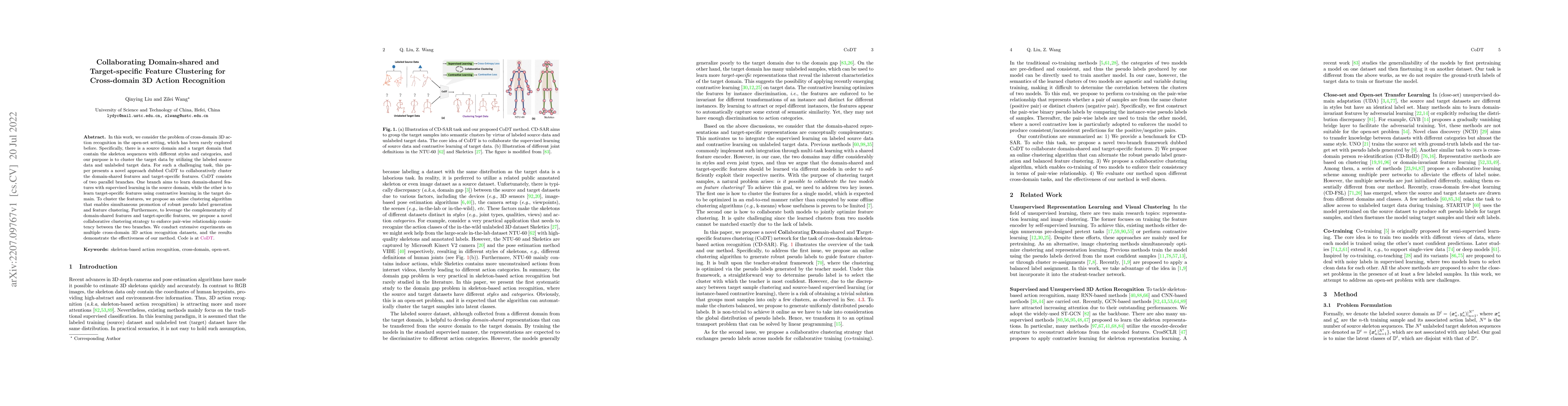Thumbnail for Collaborating Domain-shared and Target-specific Feature Clustering for
  Cross-domain 3D Action Recognition