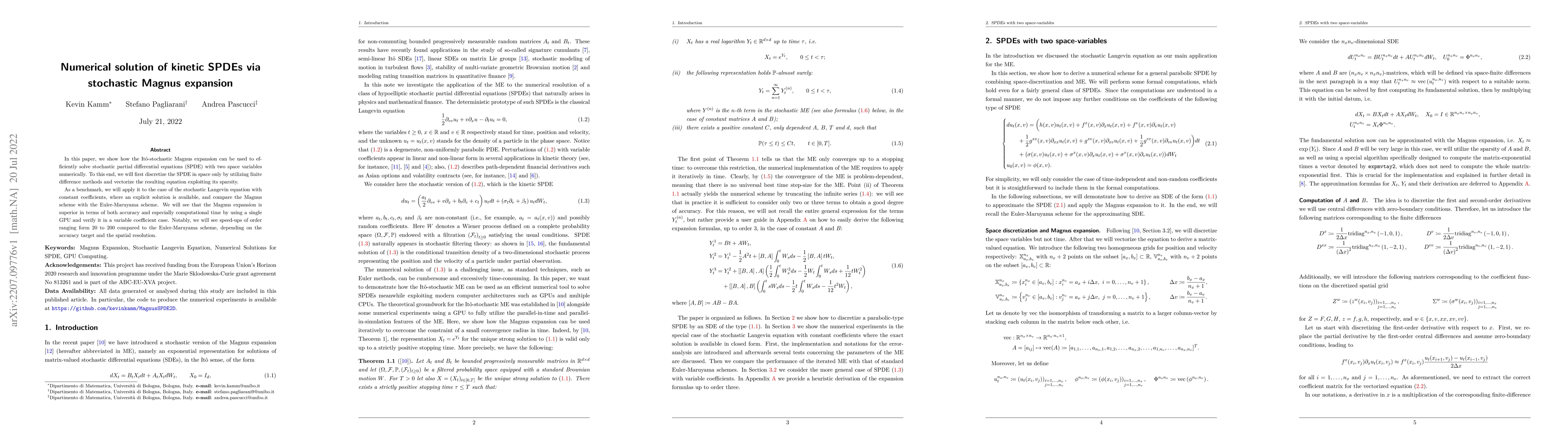 Thumbnail for Numerical solution of kinetic SPDEs via stochastic Magnus expansion